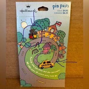Vintage Hallmark Yellow Taxi and Red & Child Pins